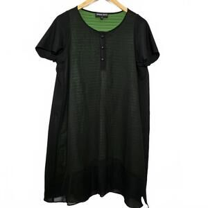 Vivian Shyu Dress Womens Large Black Green Layered Artsy A Line T Shirt